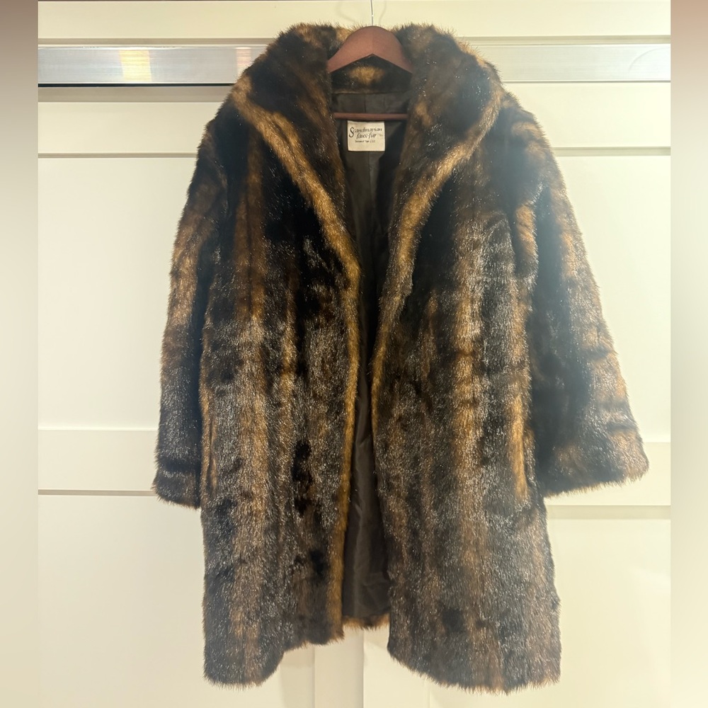 Sears Faux Fur Teddy Jacket in Brown and Black